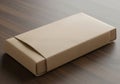 Closed beige cardboard box on wooden surface Royalty Free Stock Photo