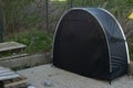 Closed Black Bicycle Tent with Zipper Closure, Outdoor