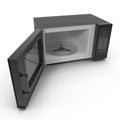 Closed black microwave oven isolated on a white. 3D illustration Royalty Free Stock Photo