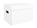 Closed blank white archive carton box isolated on a white background