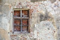 Closed blocked window and old stone Royalty Free Stock Photo
