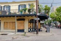 New Orleans, LA/USA - 3/28/2020: Corner Grocery on Frenchmen Street in Faubourg Marigny Closed and Boarded in Response to Social D