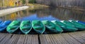 Closed boat station on the pond in the fall Royalty Free Stock Photo