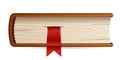 Closed book with bookmark. Side view literary volume