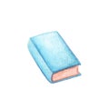 Closed book in perspective watercolor illustration on white background. Handdrawn book with blank cover Royalty Free Stock Photo