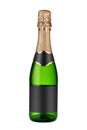 Closed bottle of champagne wine isolated