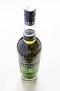Closed bottle of green Chartreuse liqueur