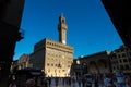 Piazza della Signoria The heart of social life in ancient Florence Neptune`s Fountain, Lanzi Family Balcony, Cosimo I `de Medici` Royalty Free Stock Photo