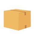 closed box cardboard icon with fragile signs. cardboard box mockup.