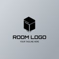 Closed box element. Quest or Escape room abstract logo. Cooperative game sign of closed room.Microchip sign