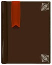 Closed brown book with bookmark