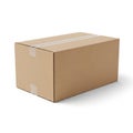 Brown Cardboard Shipping Box with Taped Seams on White Background packaging delivery Royalty Free Stock Photo