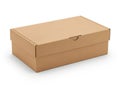 Closed brown cardboard shoe box on white background isolated on white background Royalty Free Stock Photo