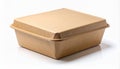 Closed brown cardboard takeout container on white surface Royalty Free Stock Photo