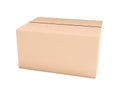 Closed brown corrugated carton box. Big shipping packaging. 3d rendering illustration isolated