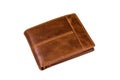 Closed brown leather wallet isolated on a white background Royalty Free Stock Photo