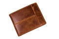 Closed brown leather wallet isolated on a white background Royalty Free Stock Photo