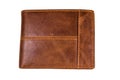 Closed brown leather wallet isolated on a white background Royalty Free Stock Photo