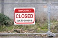 Closed building site sign due to Coronavirus Covid-19 Royalty Free Stock Photo