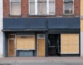 store with boarded up windows Royalty Free Stock Photo