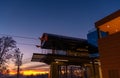 Closed cable car station at dusk at Sljeme near Zagreb, Croatia