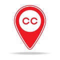 closed captioning map pin icon. Element of warning navigation pin icon for mobile concept and web apps. Detailed closed captioning