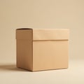 Closed Cardboard Box on Beige Background Royalty Free Stock Photo