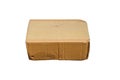 Closed cardboard box or brown carton with packing tape isolated on white background , clipping path Royalty Free Stock Photo