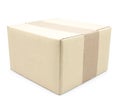 Closed cardboard box taped up and isolated Royalty Free Stock Photo