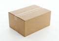 Closed cardboard shipping box on a white background Royalty Free Stock Photo
