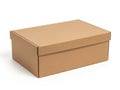 Closed cardboard shoe box on a white background isolated on white background Royalty Free Stock Photo