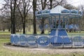 Closed carousel in Hirschgarten park in Munich