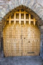 Wood gate closed in Malahide Castle, Ireland, Europe