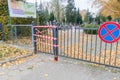 Closed cemetery gate at All Saints` Day during during the COVID-19 coronavirus