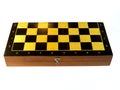 Old wooden box for chess game