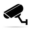 Closed circuit television camera icon, CCTV video protection alert, vector illustration