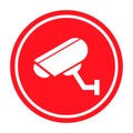 Closed circuit television camera icon, CCTV video protection alert, vector illustration