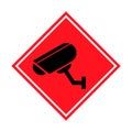 Closed circuit television camera icon, CCTV video protection alert, vector illustration