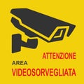 Closed Circuit Television Sign vector sticker illustration. Inscription in Italian