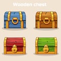 Closed colored wooden treasure chest