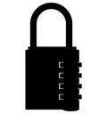 Closed combination lock, padlock with security code dial, number wheel. Detailed realistic silhouette Royalty Free Stock Photo