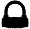 Closed combination lock, padlock with security code dial, number wheel. Detailed realistic silhouette Royalty Free Stock Photo