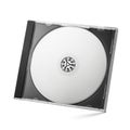 Closed compact black plastic disc box case CD jewel with blank disk isolated Royalty Free Stock Photo