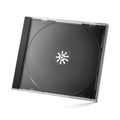 Closed compact black plastic disc box case CD jewel isolated on white Royalty Free Stock Photo