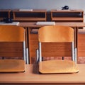 Closed computer class without students in an empty school