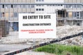 Closed construction site sign due to Coronavirus Covid-19 Royalty Free Stock Photo