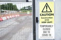 Closed construction site sign due to Coronavirus Covid-19 Royalty Free Stock Photo