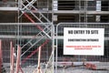 Closed construction site sign due to Coronavirus Covid-19 Royalty Free Stock Photo