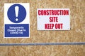 Closed construction site sign due to Coronavirus Covid-19 Royalty Free Stock Photo