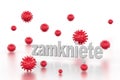 Closed coronavirus text in polish on isolated background with virus